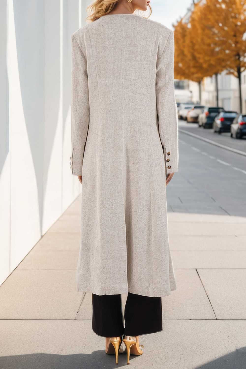 Structured Button-Front Long Coat