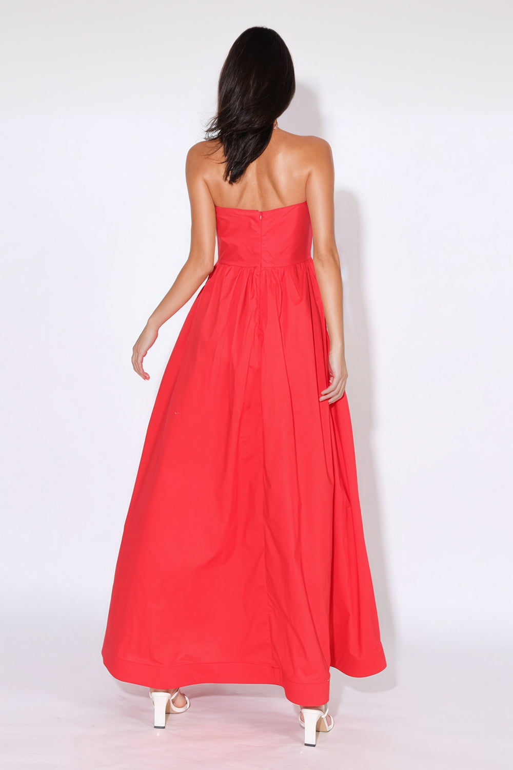 Maxi Dress with Large 3D Flower - Red