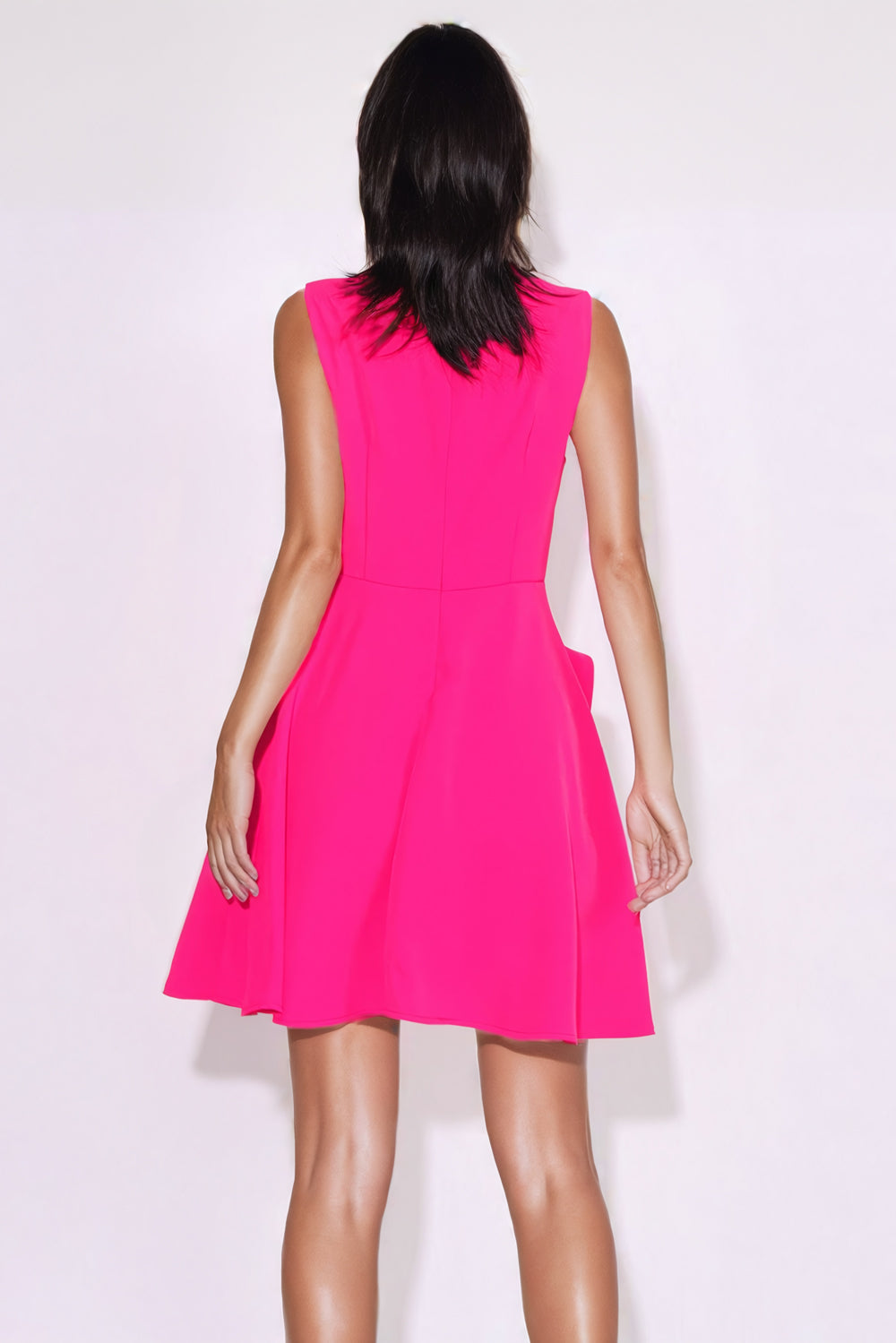 Mini Dress Sleeveless with 3D Floral Pockets - Pink