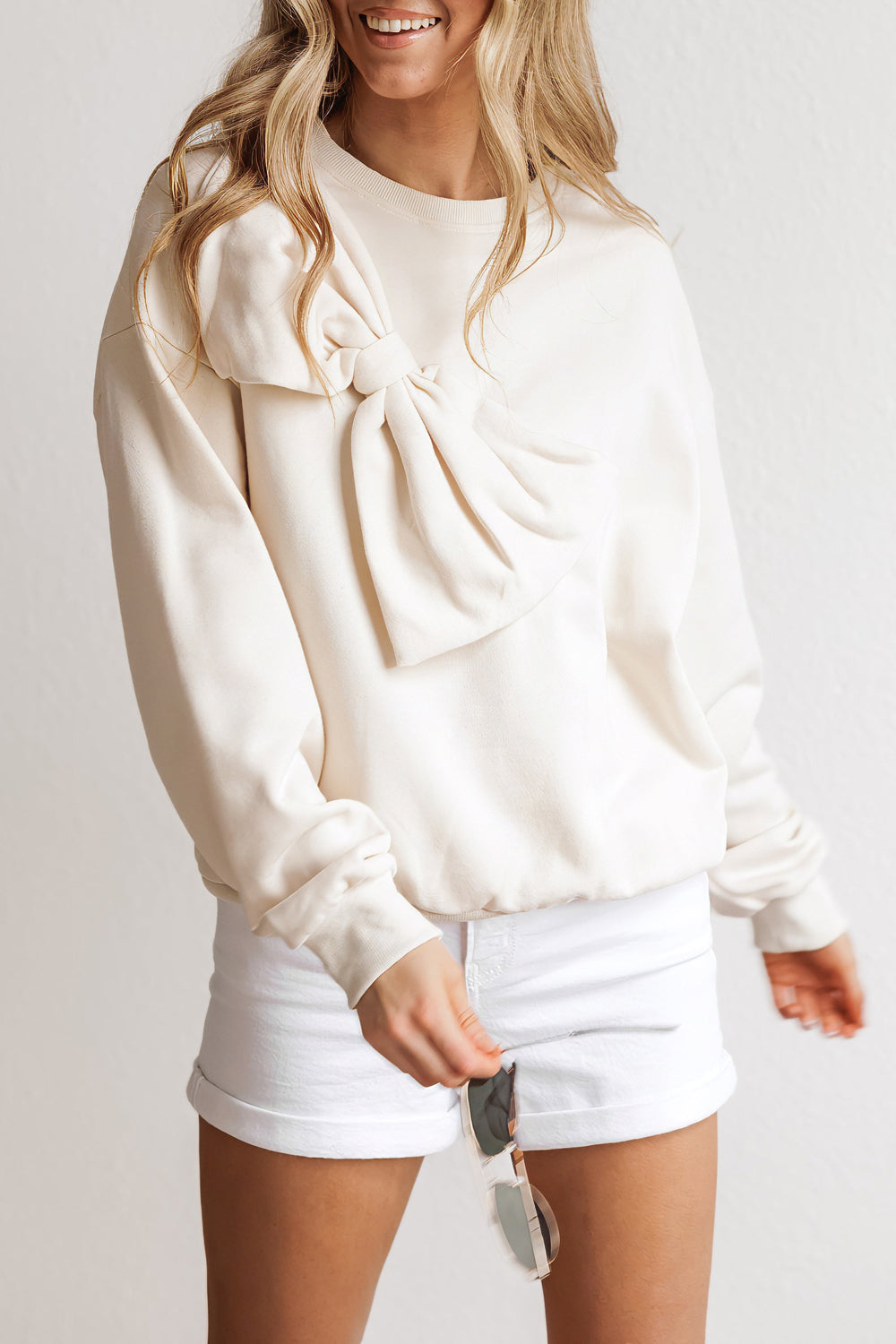Casual Bowknot Pullover Sweatshirt
