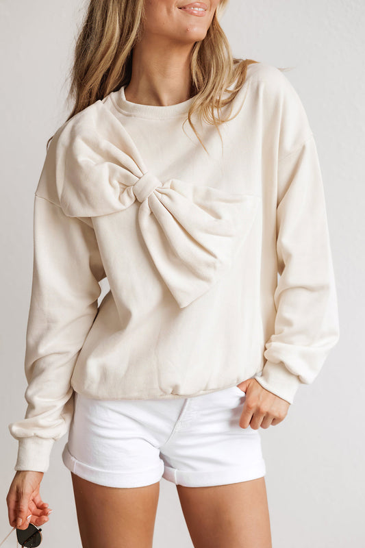 Casual Bowknot Pullover Sweatshirt