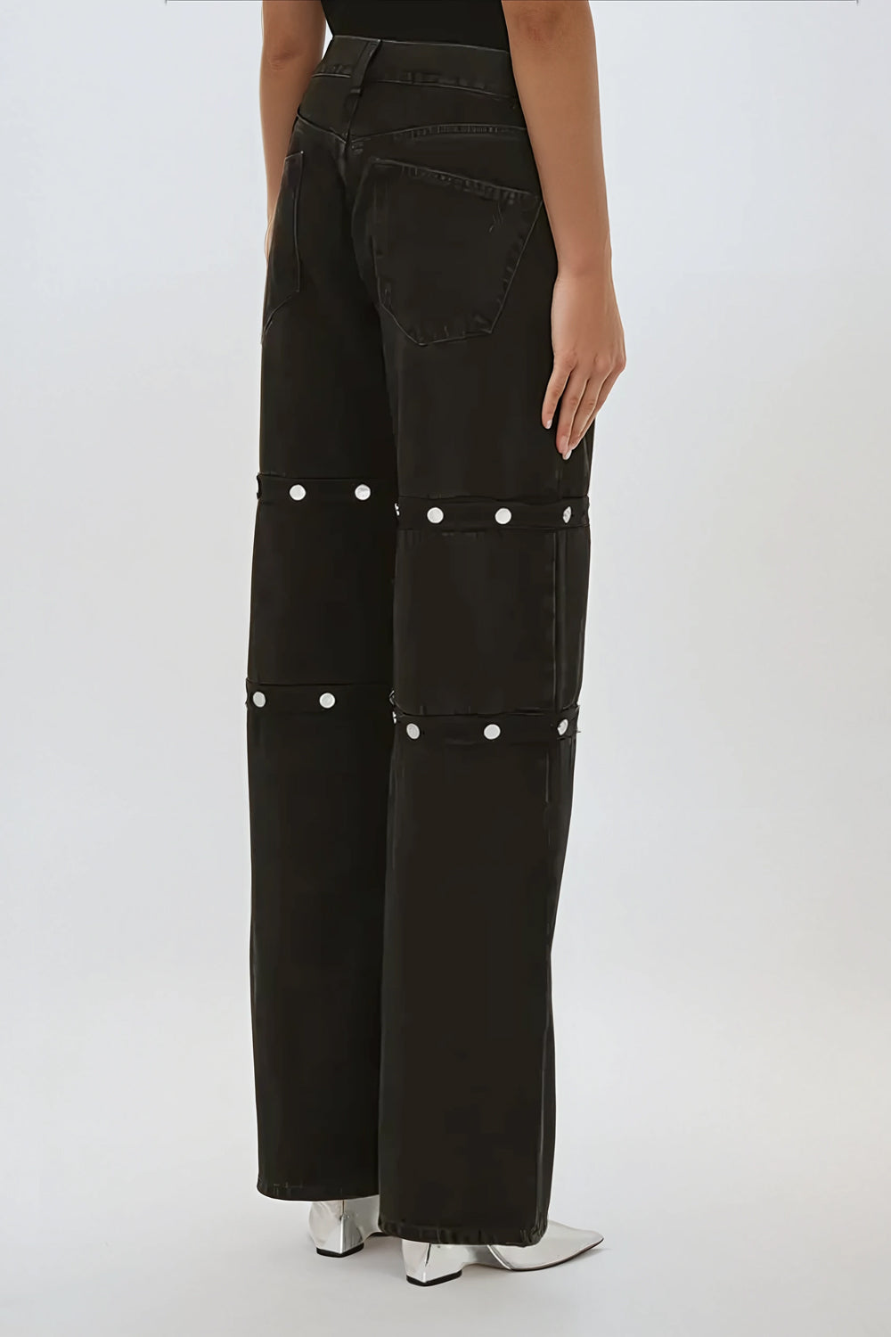 Convertible Buttoned Denim Jeans - Black