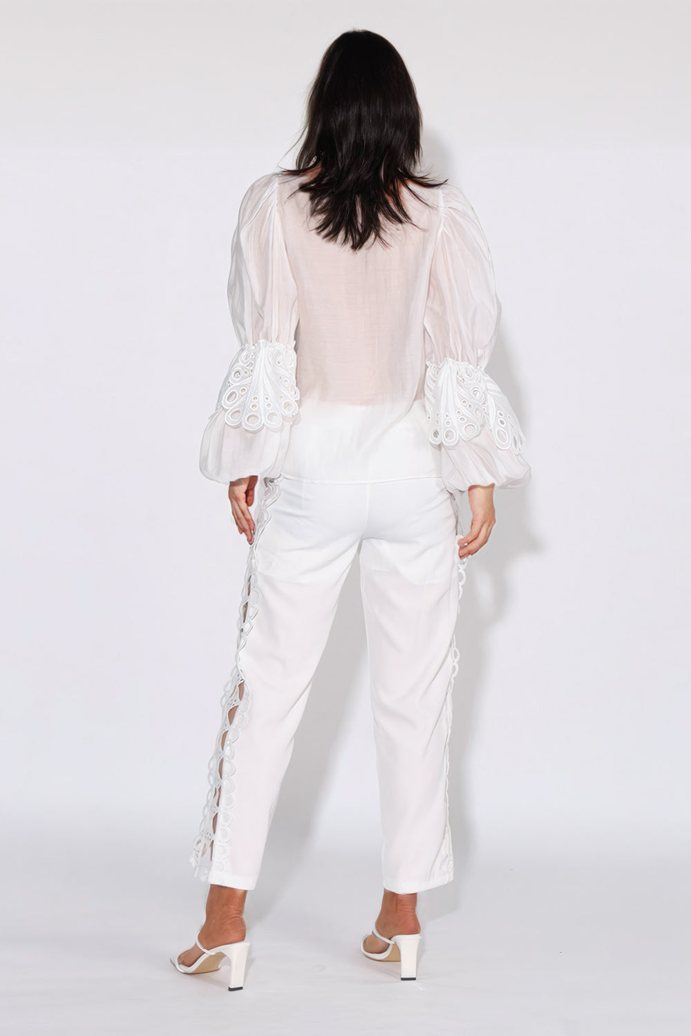 Embroidered Stylish Shirt with Trouser Co-Ord Set - White