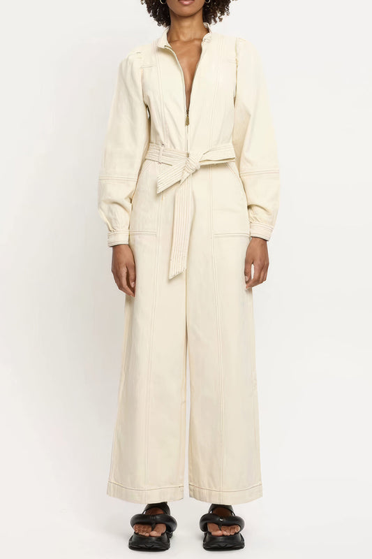 Belted Jumpsuit with Front and Back Pockets