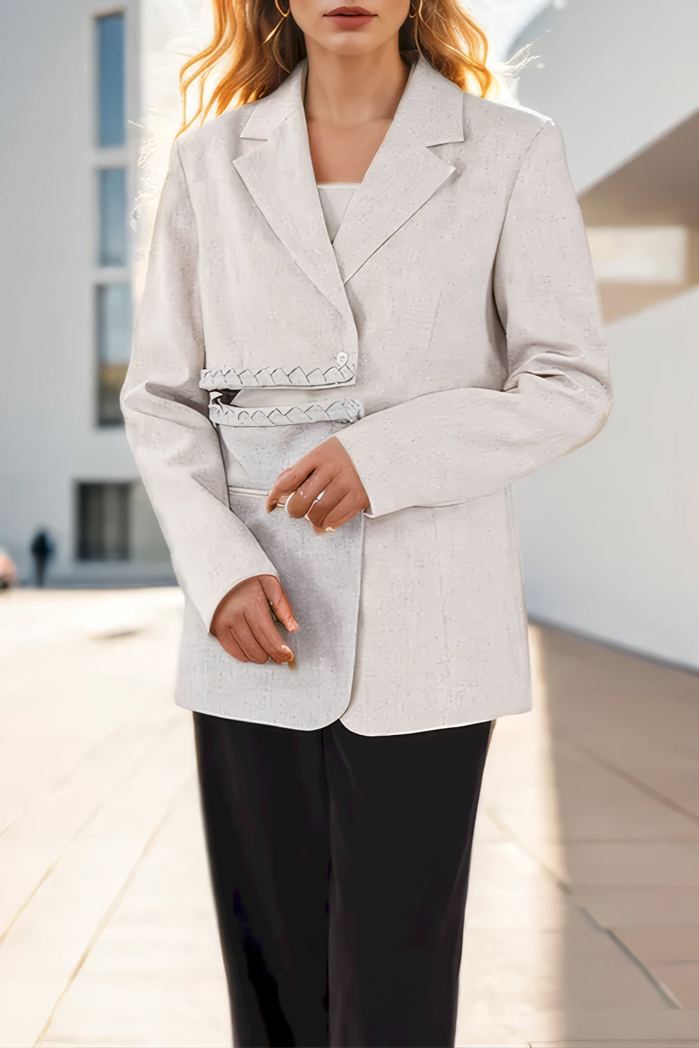 Structured Asymmetrical Blazer with Layered Detail