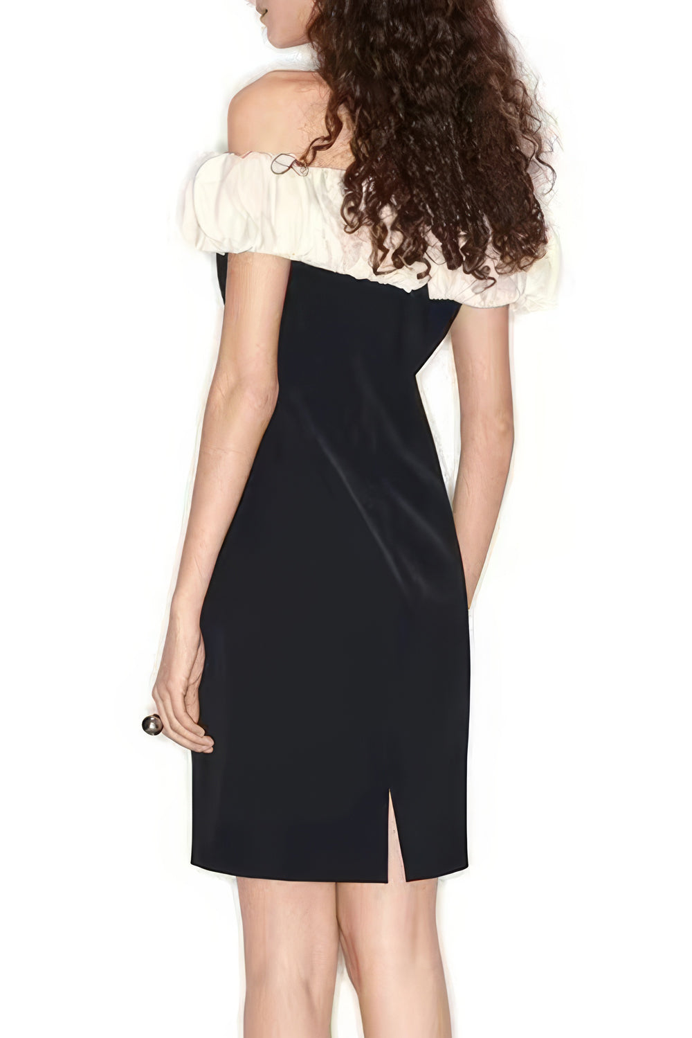 Off-Shoulder Ruffled Contrast Mini Dress