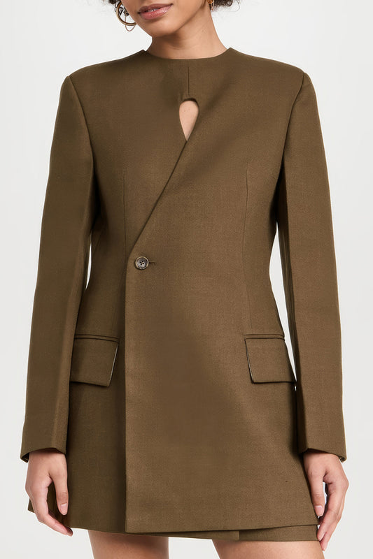 Asymmetrical Blazer-Style Mini Dress with Keyhole Detail
