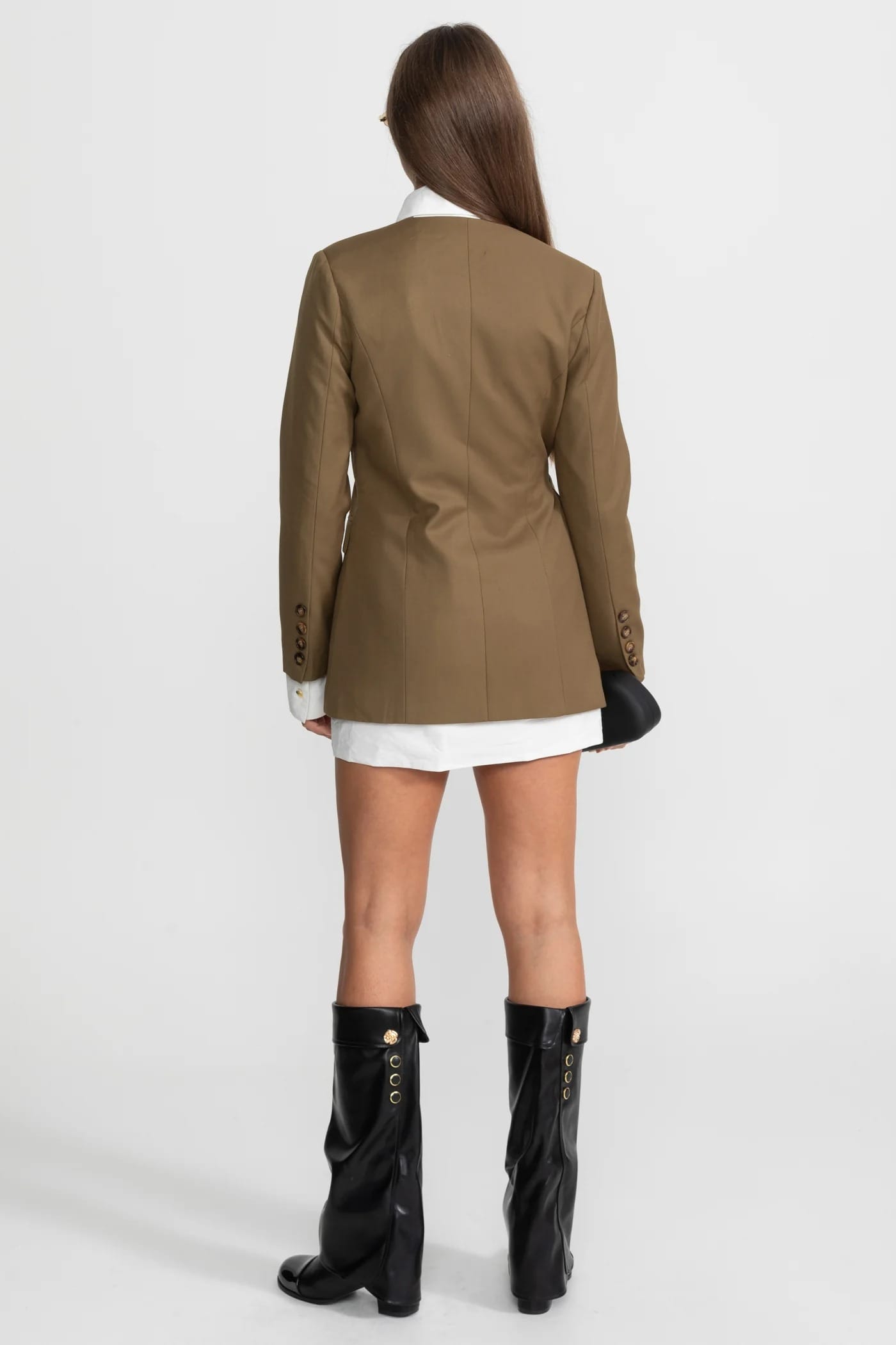 Asymmetrical Belt Detail Blazer - Khaki