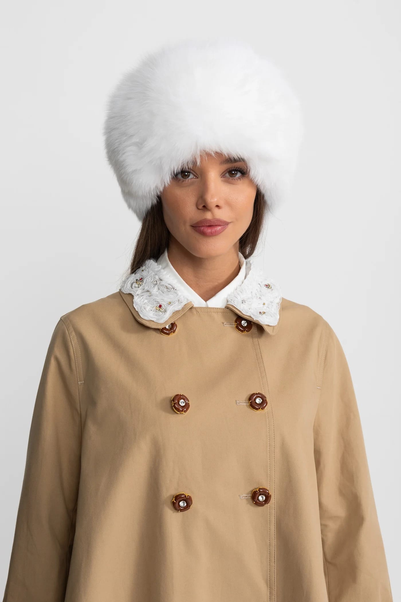 Double-Breasted A-Line Mini Dress - Khaki