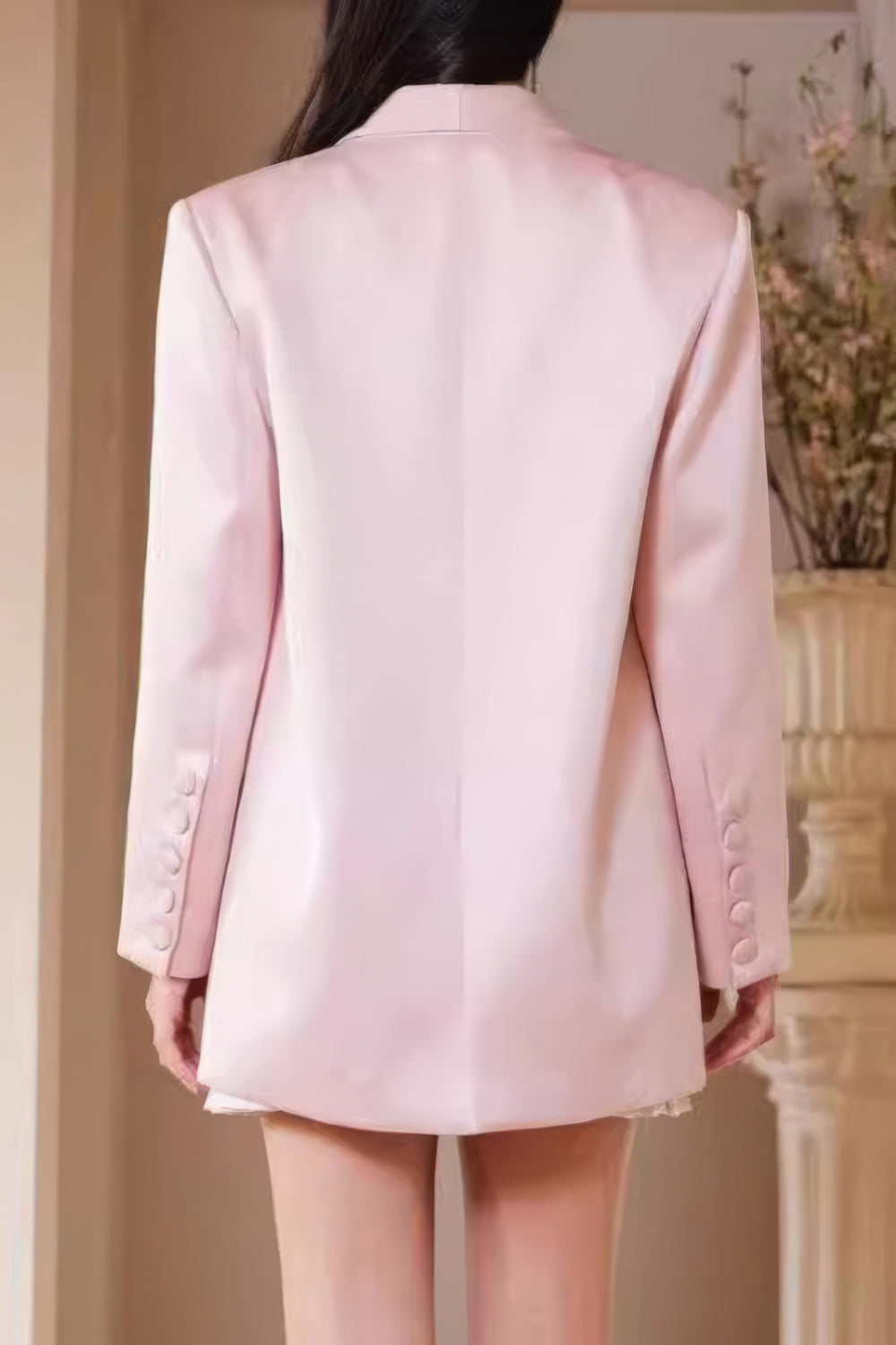 Structured Blazer with Decorative Rosettes