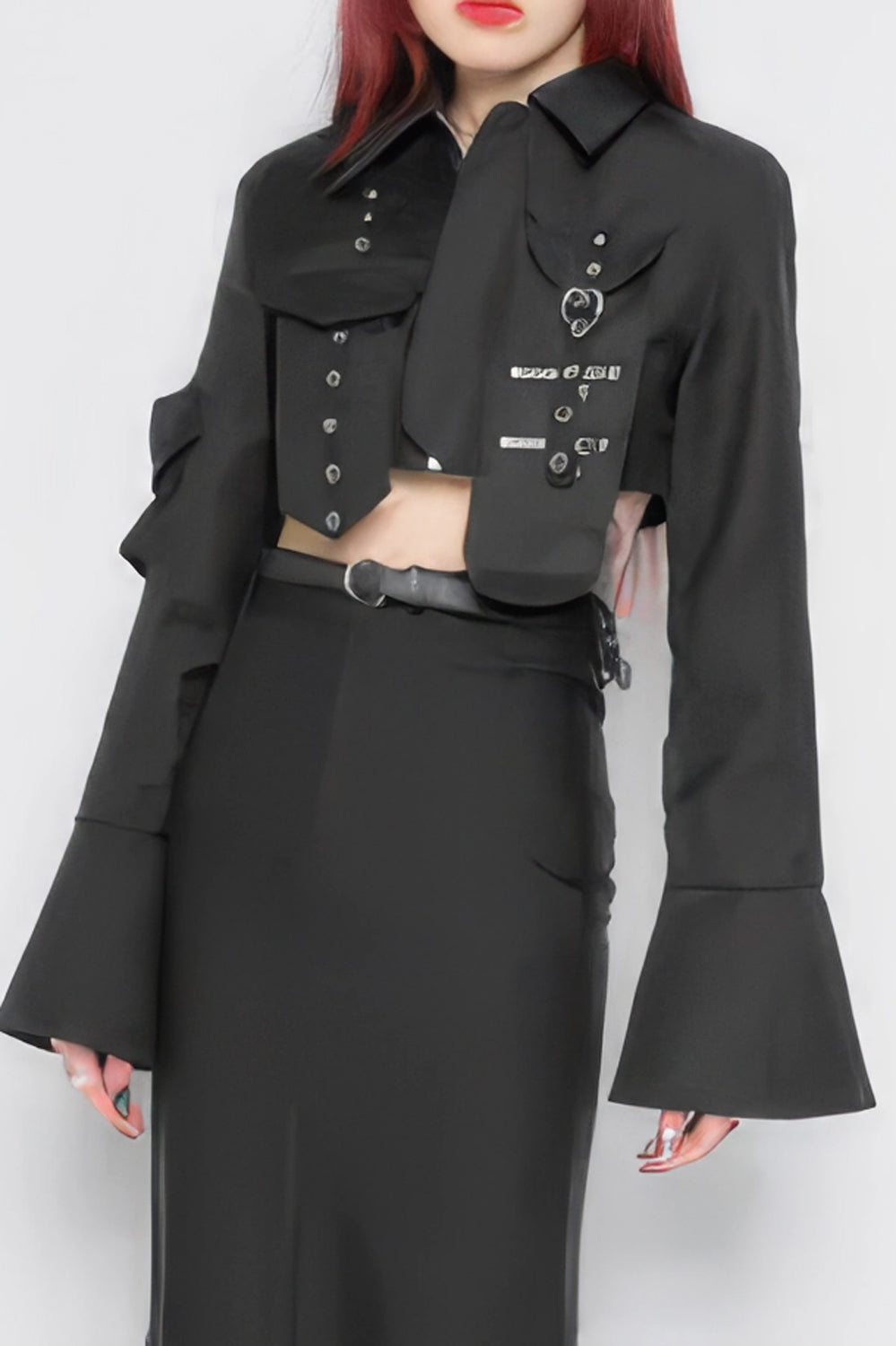 Cropped Eyelet-Detail Jacket with Zipper Accents