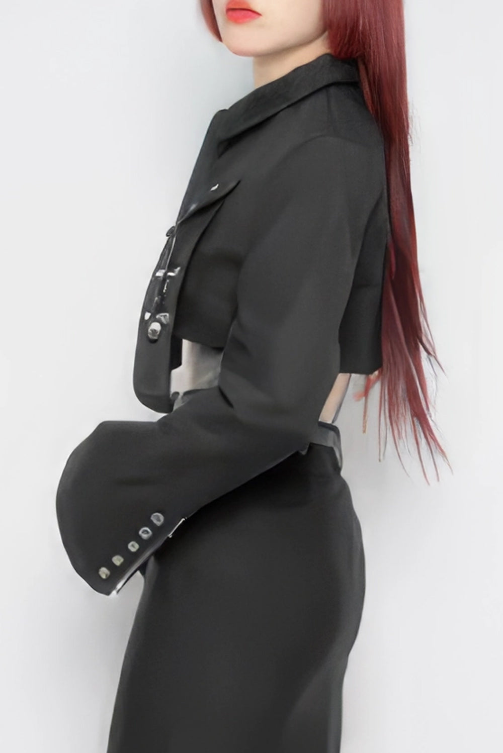 Cropped Eyelet-Detail Jacket with Zipper Accents