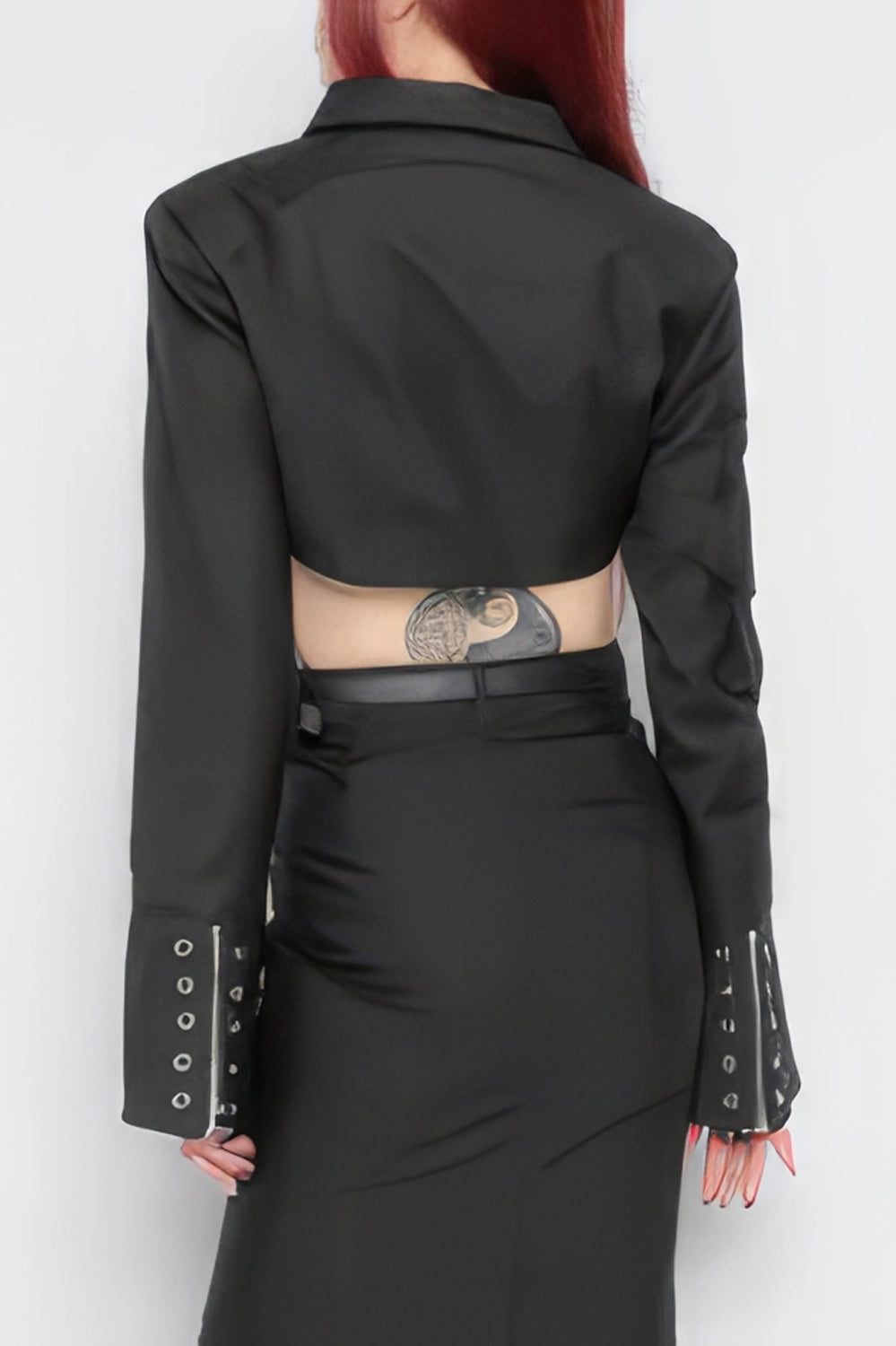 Cropped Eyelet-Detail Jacket with Zipper Accents
