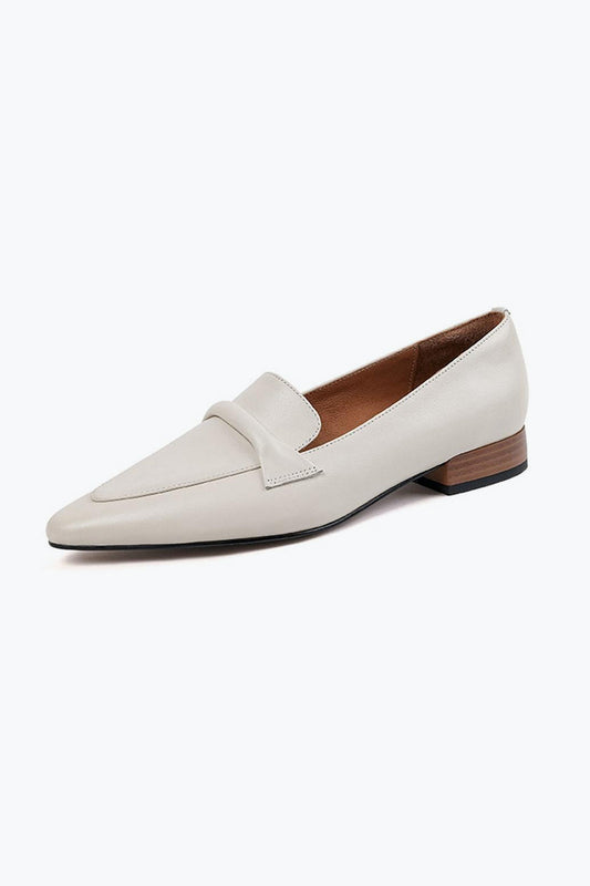 Flat Loafers with Wide Strap Detail - White