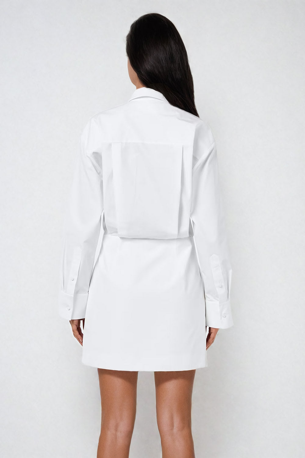 Floral Cut-Out Shirt Style Mini Dress - White