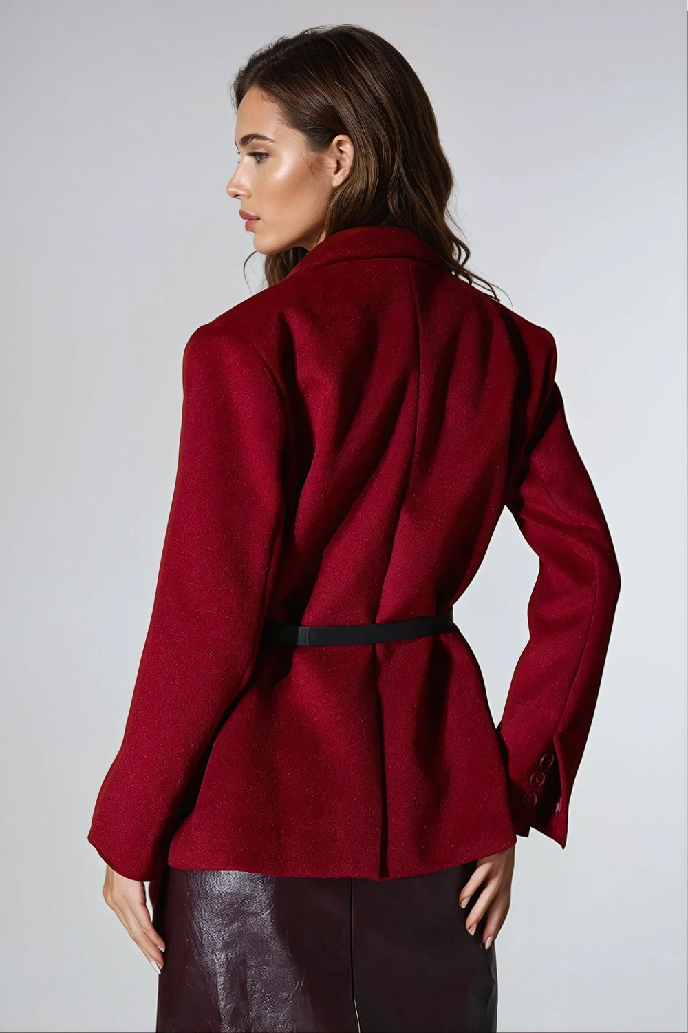 Double-Breasted Tailored Blazer - Red