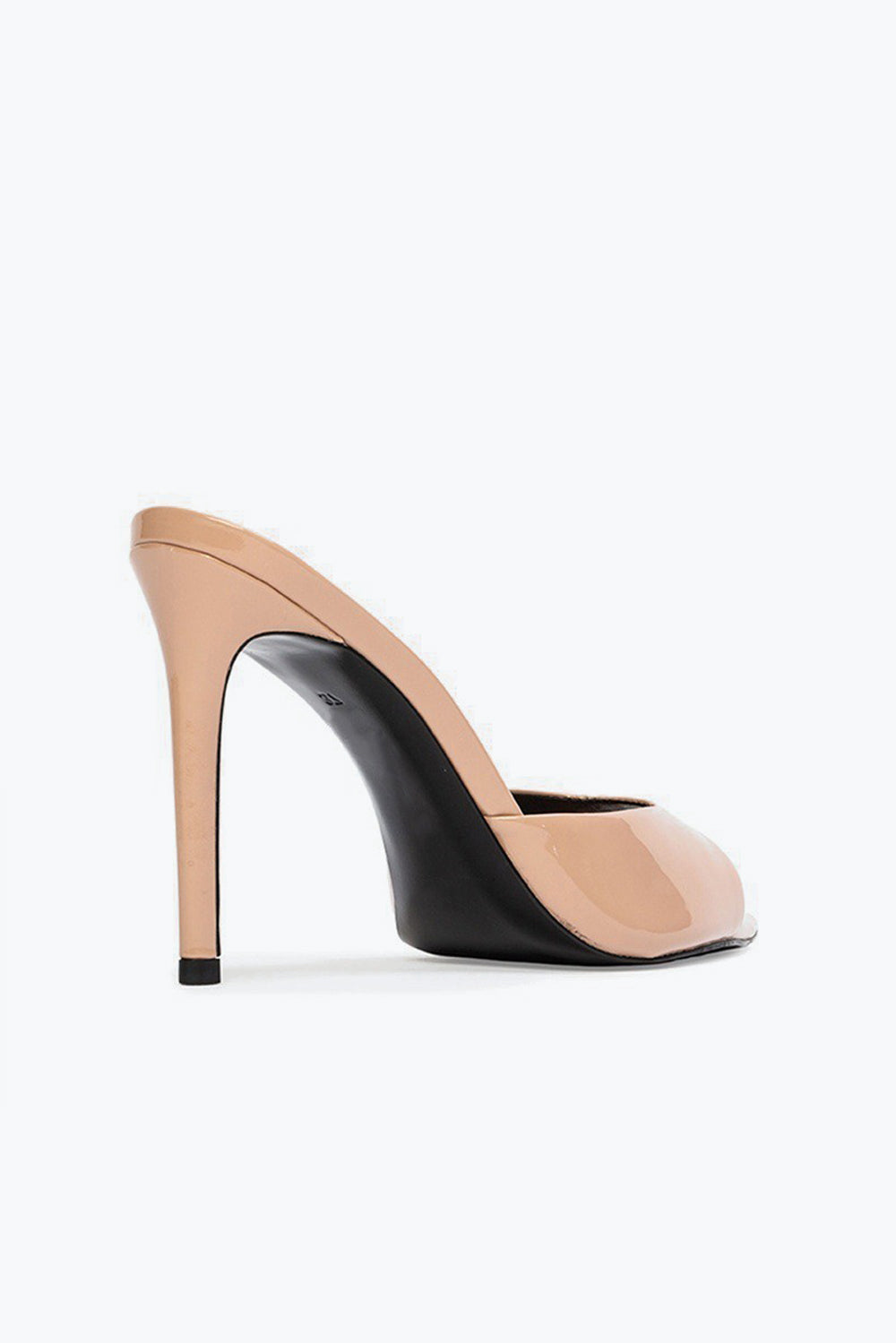 Pointed Peep Toe Slip-On Heels - Beige