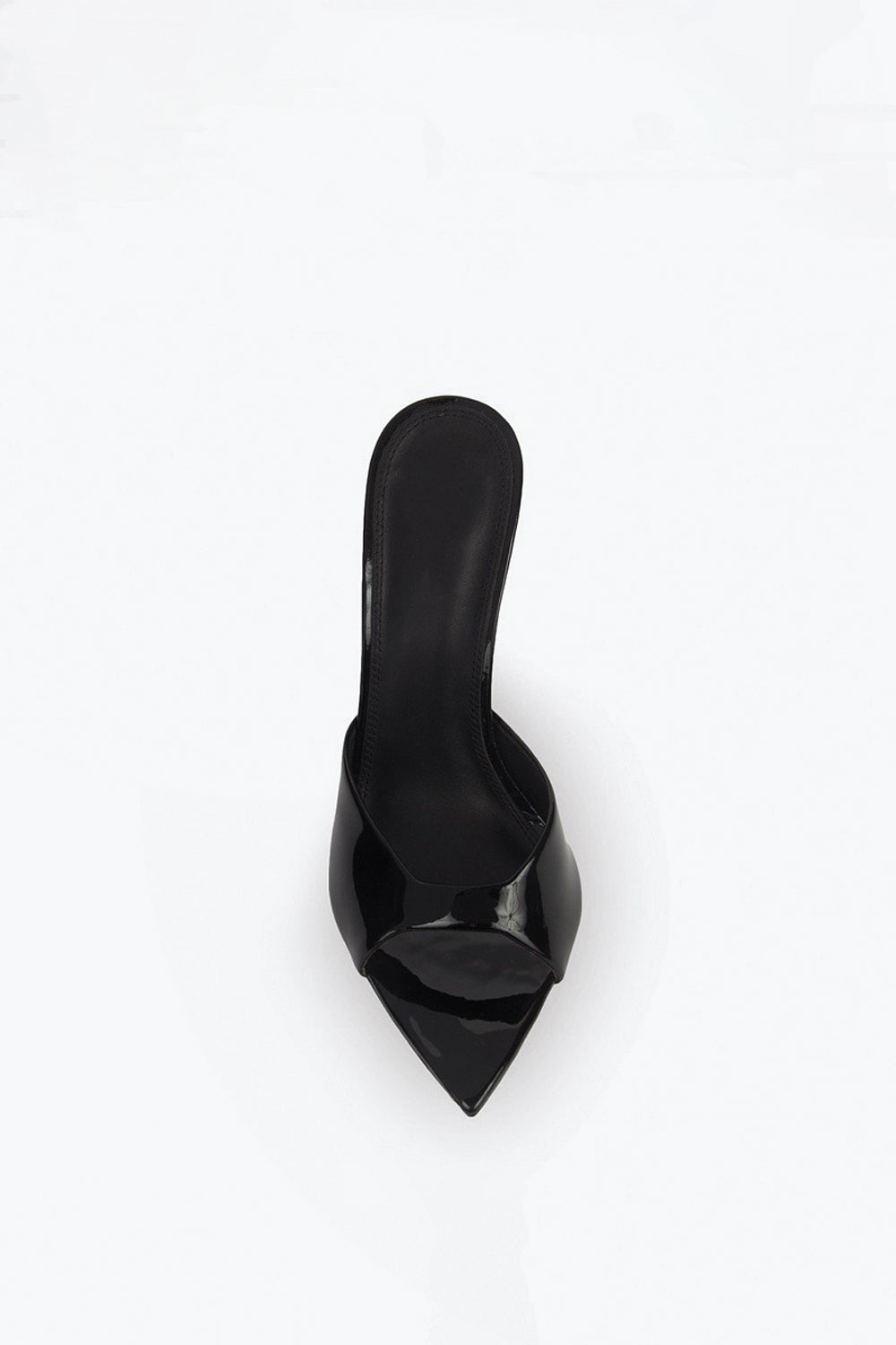 Pointed Peep Toe Slip-On Heels - Black