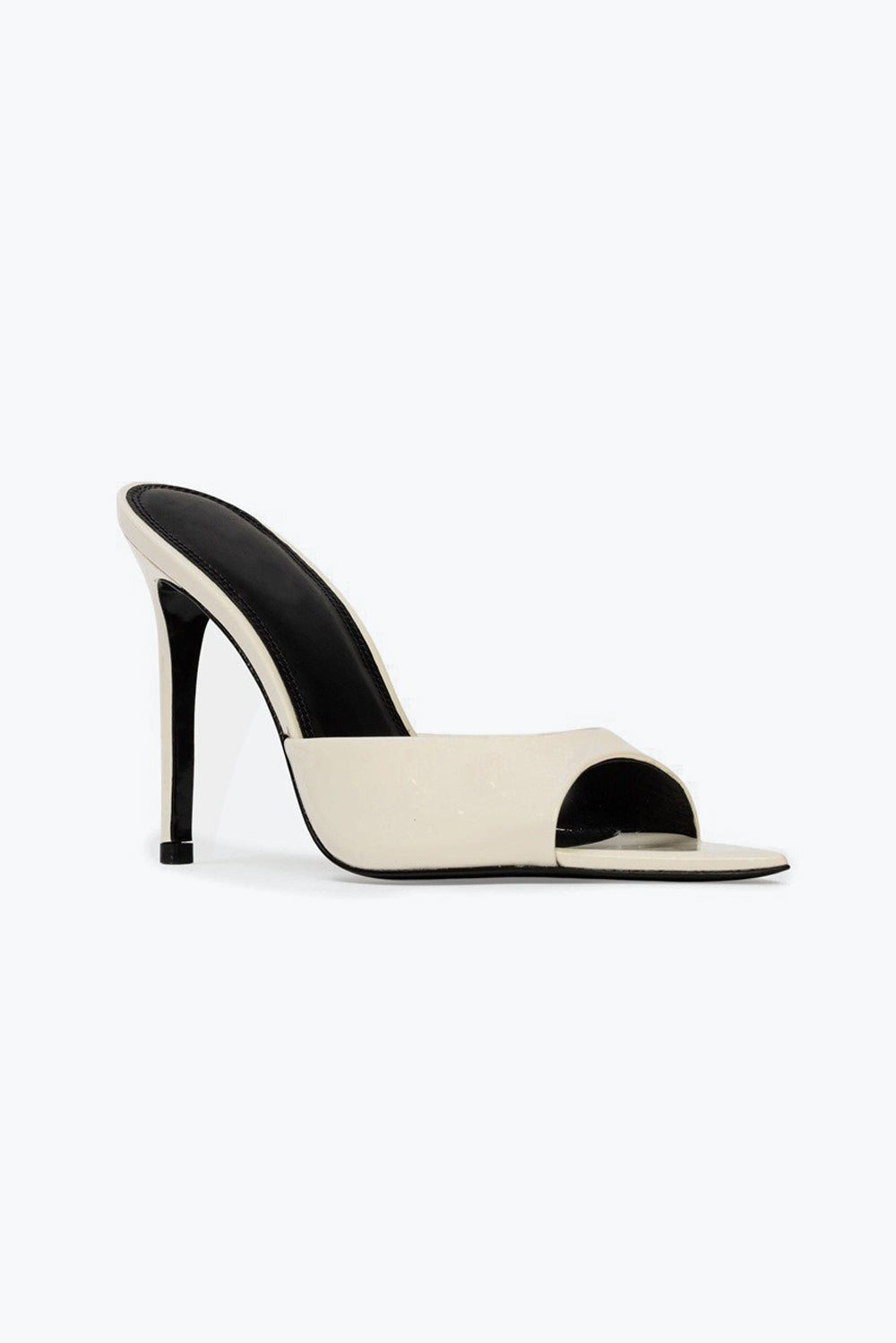 Pointed Peep Toe Slip-On Heels - White