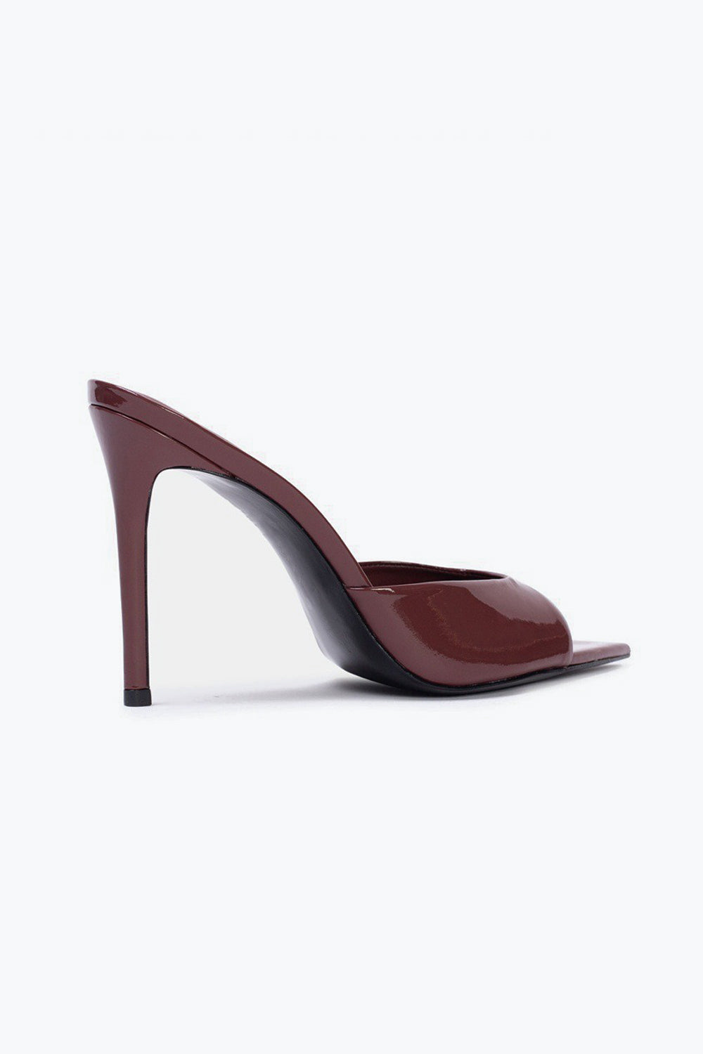 Pointed Peep Toe Slip-On Heels - Maroon