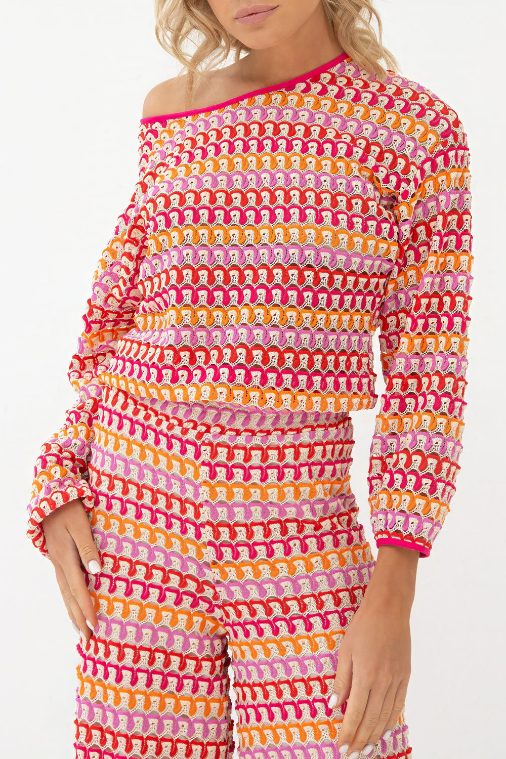 Two-Piece Set with Longsleeve Top and Wide-Leg Trousers