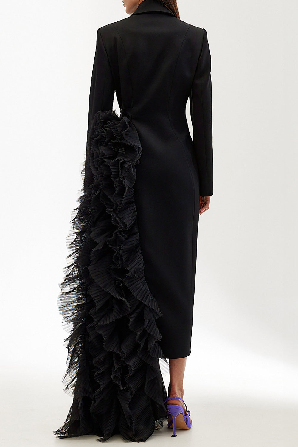 Tailored Ruffle Embellished Midi Dress