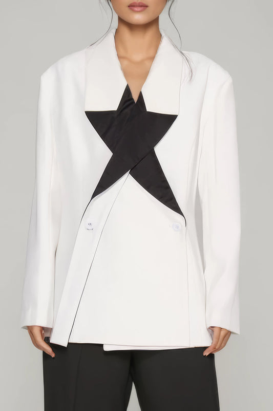 Oversized Blazer with Star Accent
