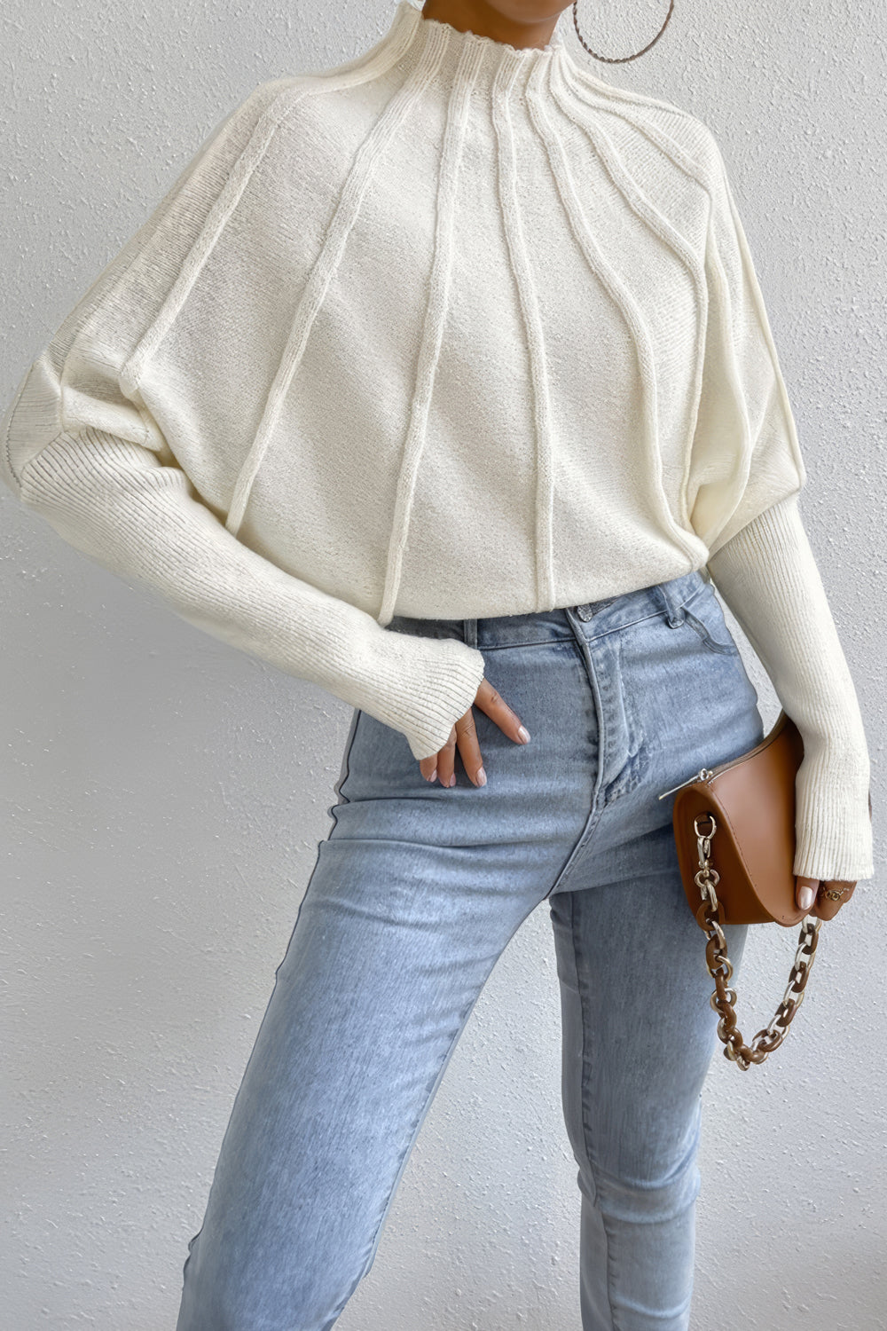 Contemporary Ribbed Mock-Neck Sweater
