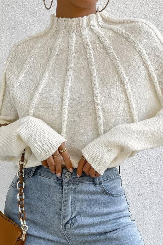 Contemporary Ribbed Mock-Neck Sweater