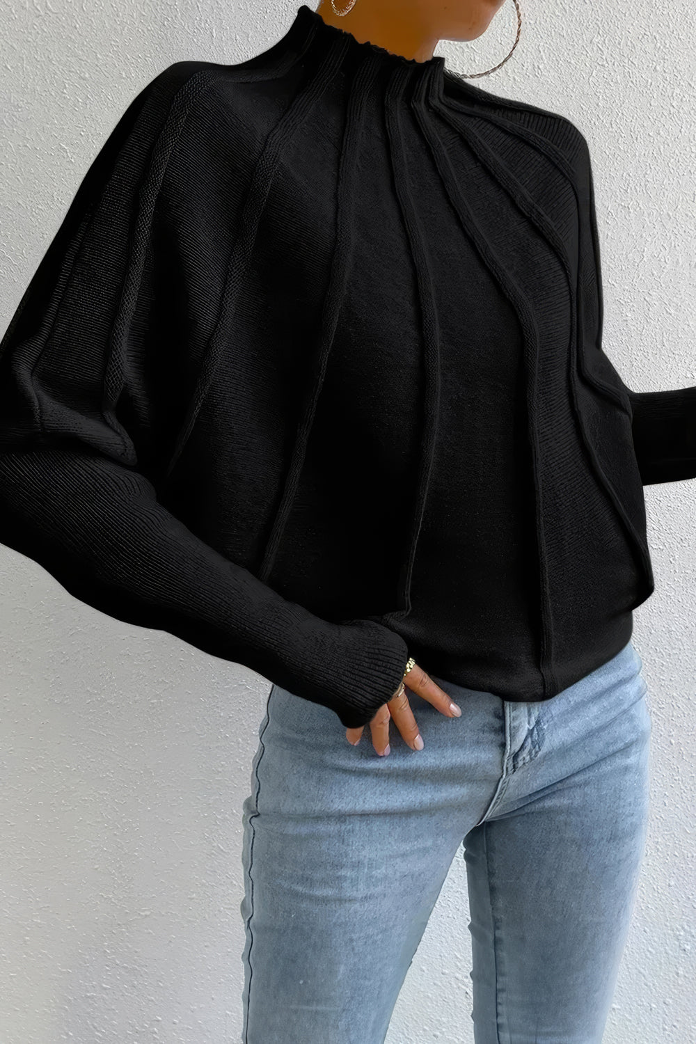 Contemporary Ribbed Mock-Neck Sweater