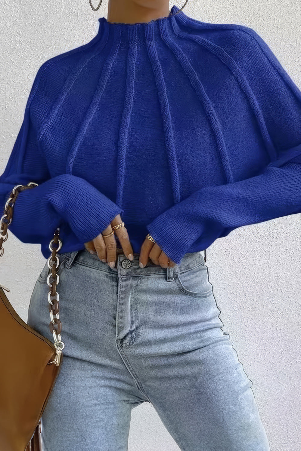 Contemporary Ribbed Mock-Neck Sweater