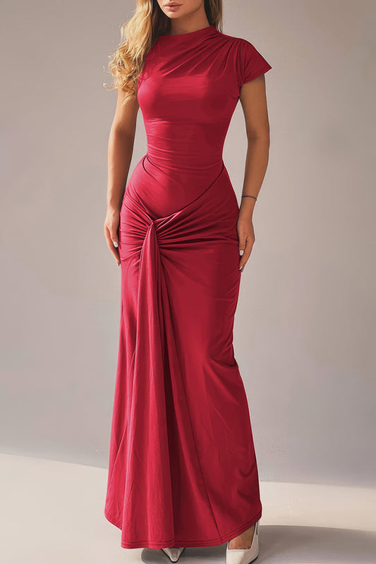 Draped Twist-Front Maxi Dress
