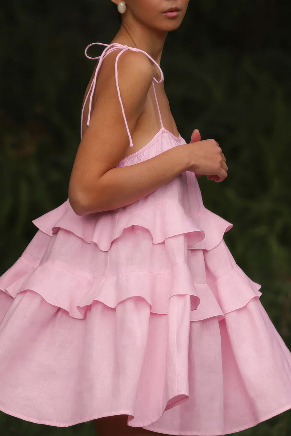Tiered Ruffle Tie-Strap Mini Dress