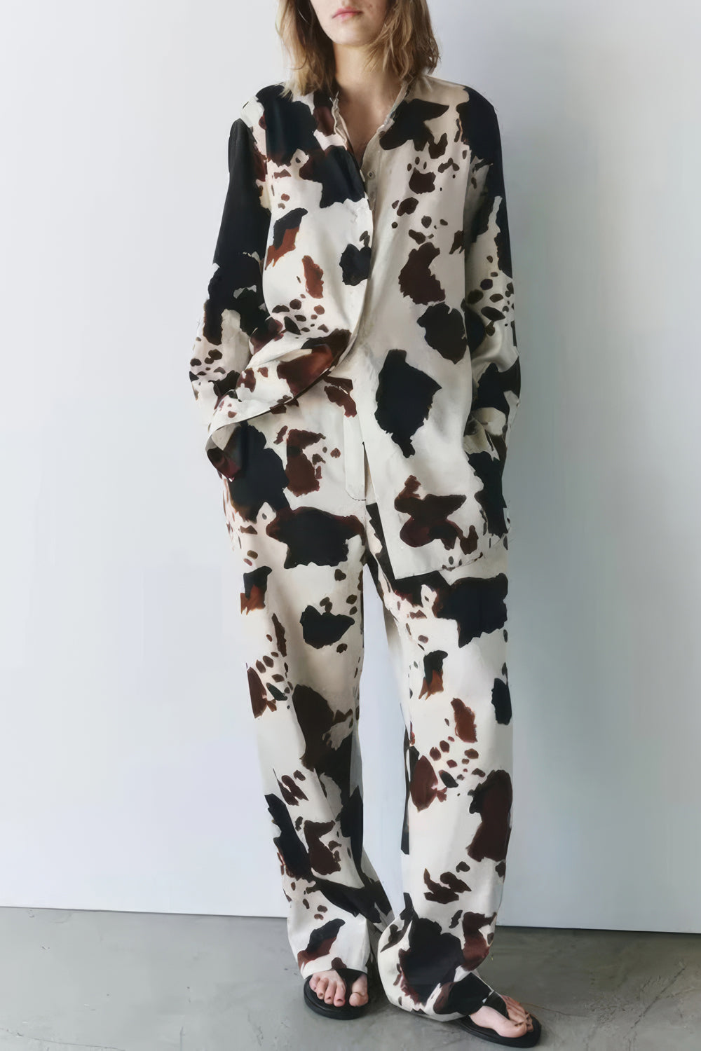 Two-Piece Set Abstract Print Shirt and Trousers