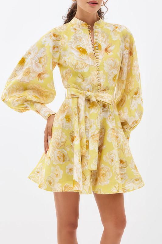 Floral Puff Sleeve Mini Dress