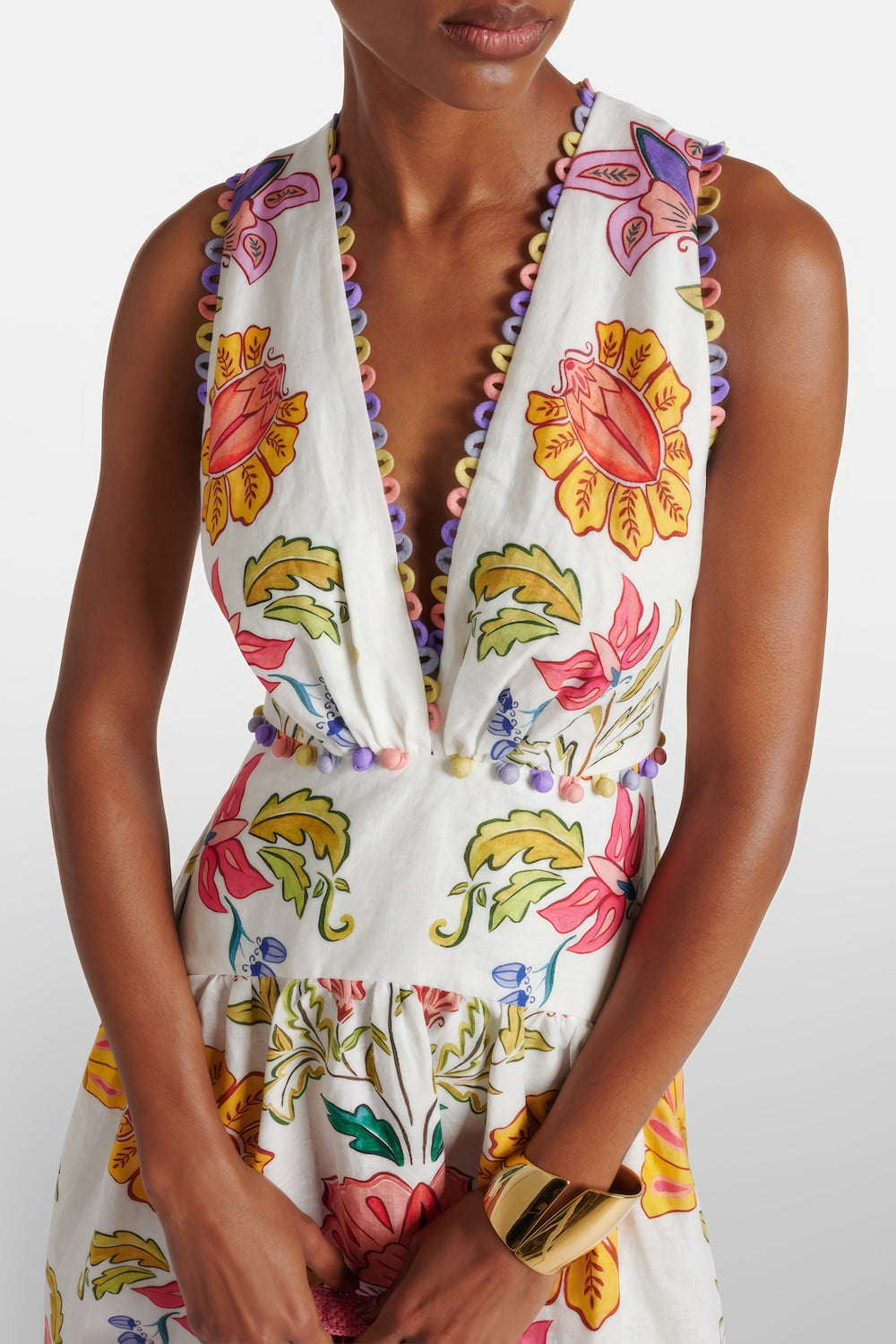 Floral Printed Sleeveless Midi Dress