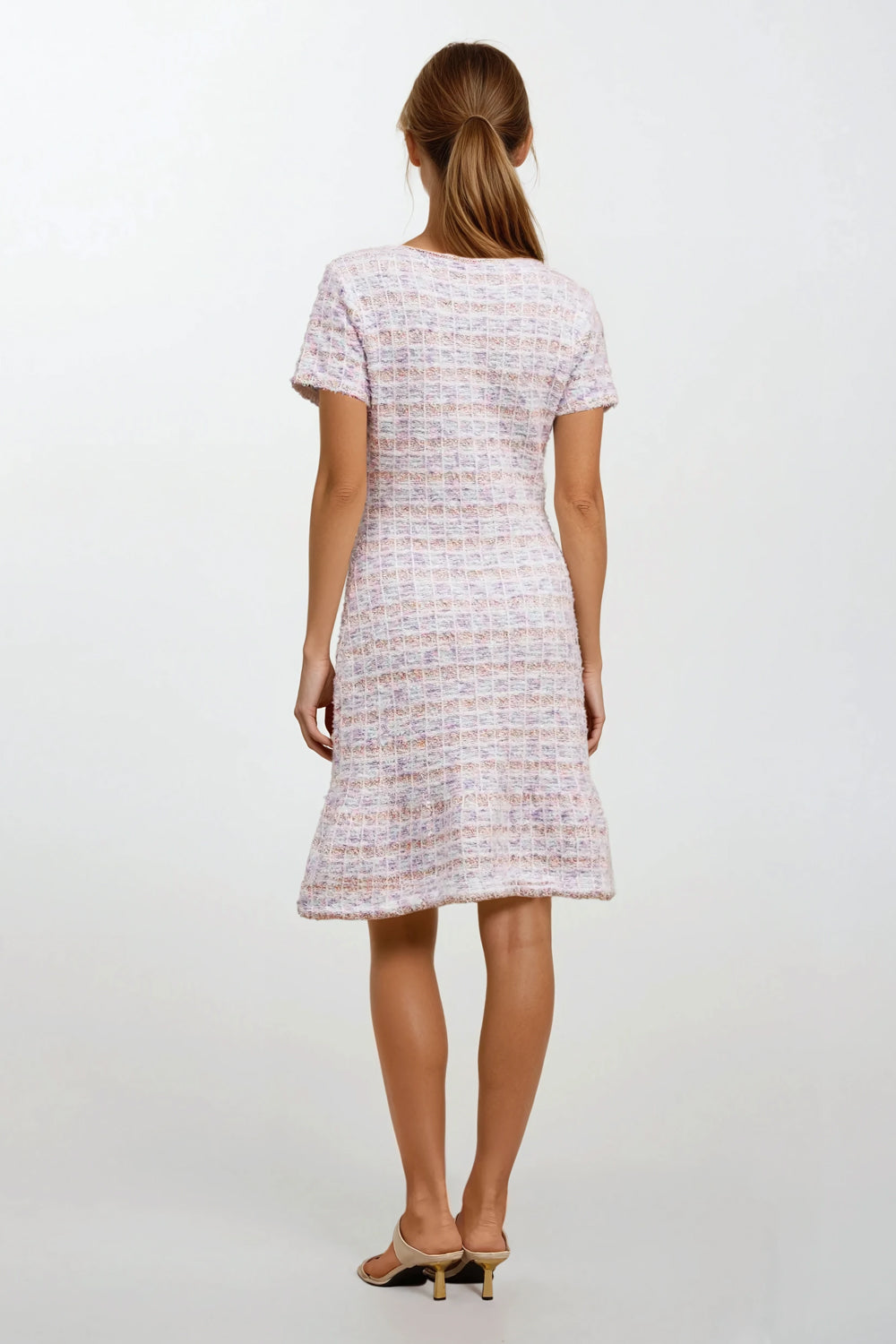 Knitted Bow Embellishment Mini Dress - Pink