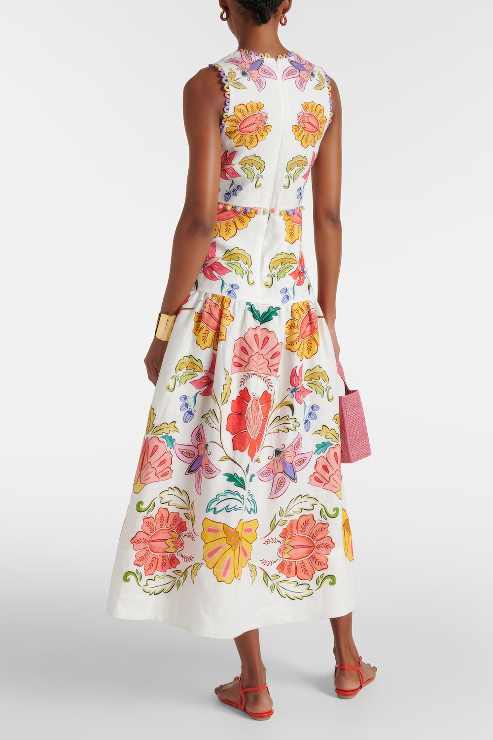 Floral Printed Sleeveless Midi Dress