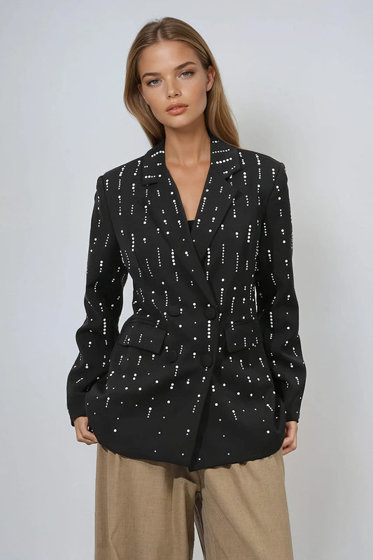 Studded Long Sleeve Blazer - White
