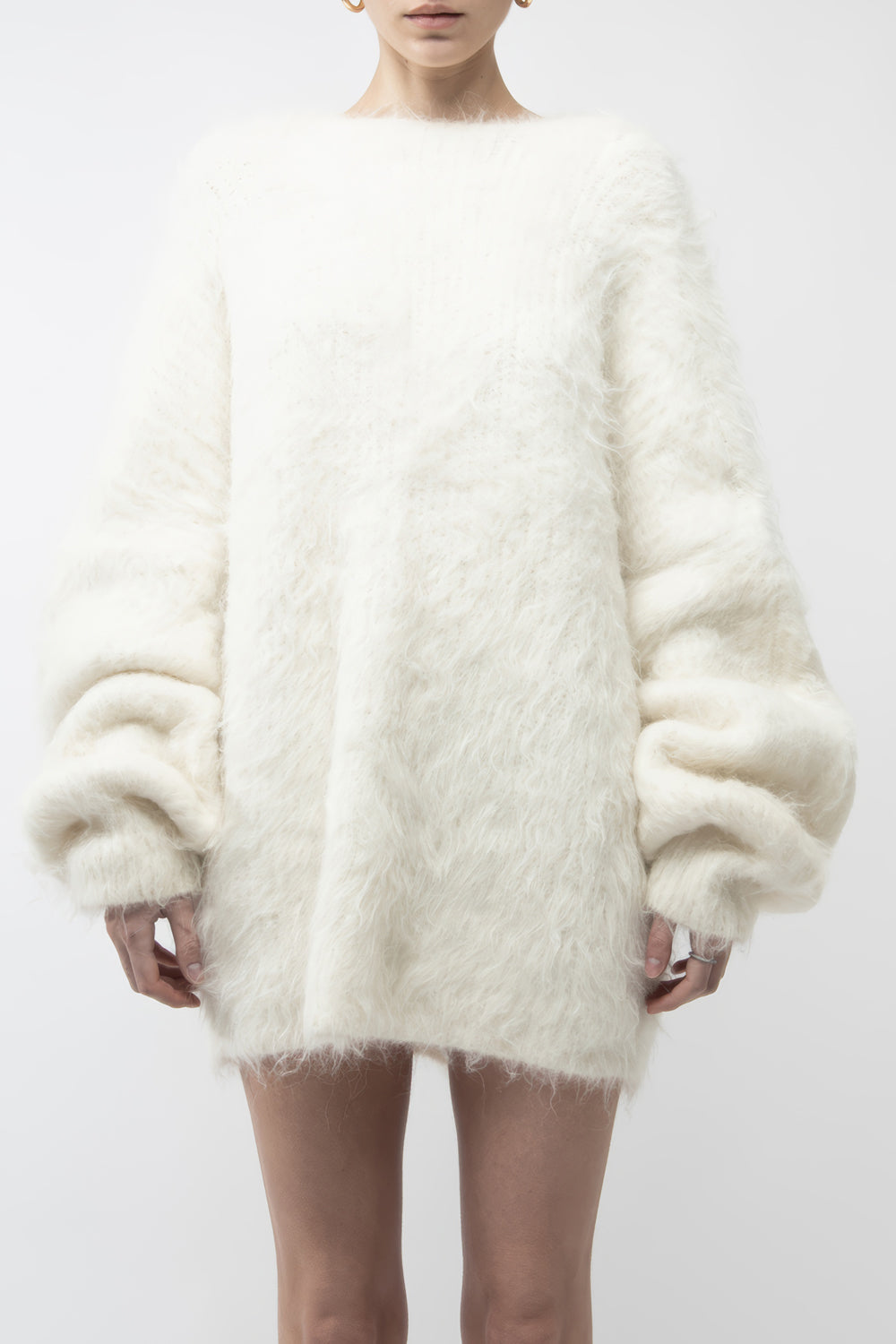Wide Shoulder Knit Mini Dress with Open Back