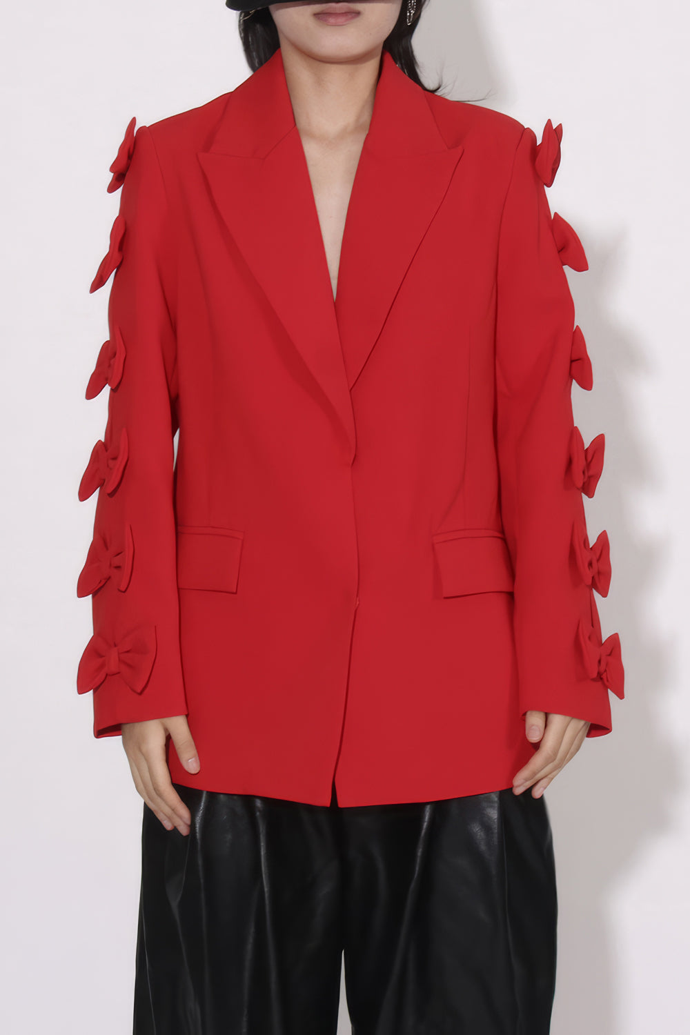 Bow-Detail Sleeve Blazer