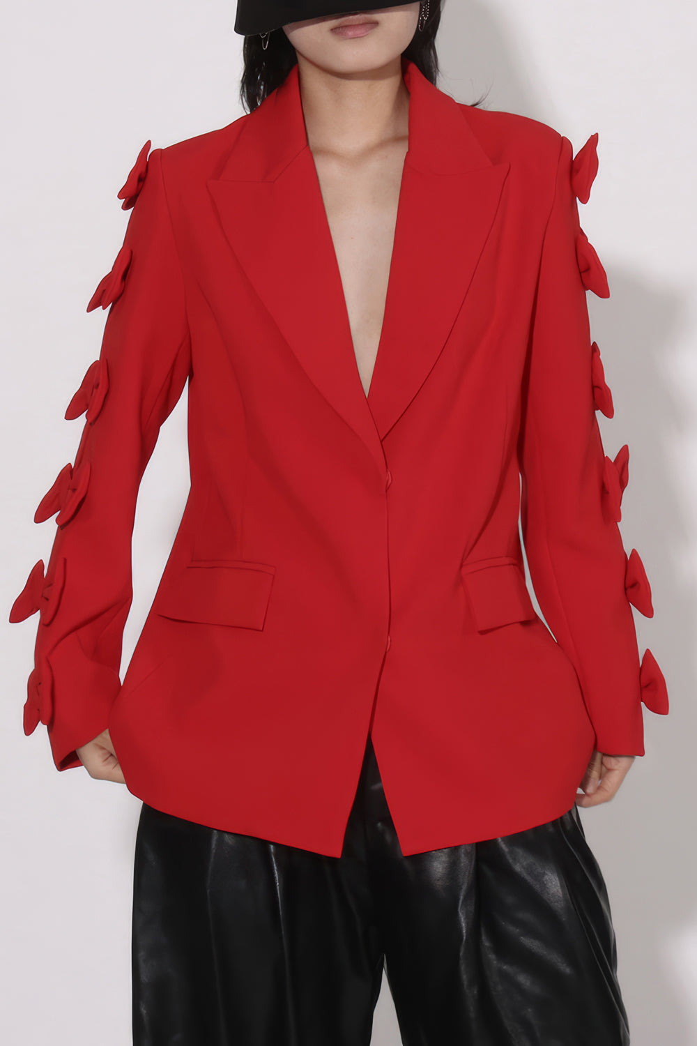 Bow-Detail Sleeve Blazer