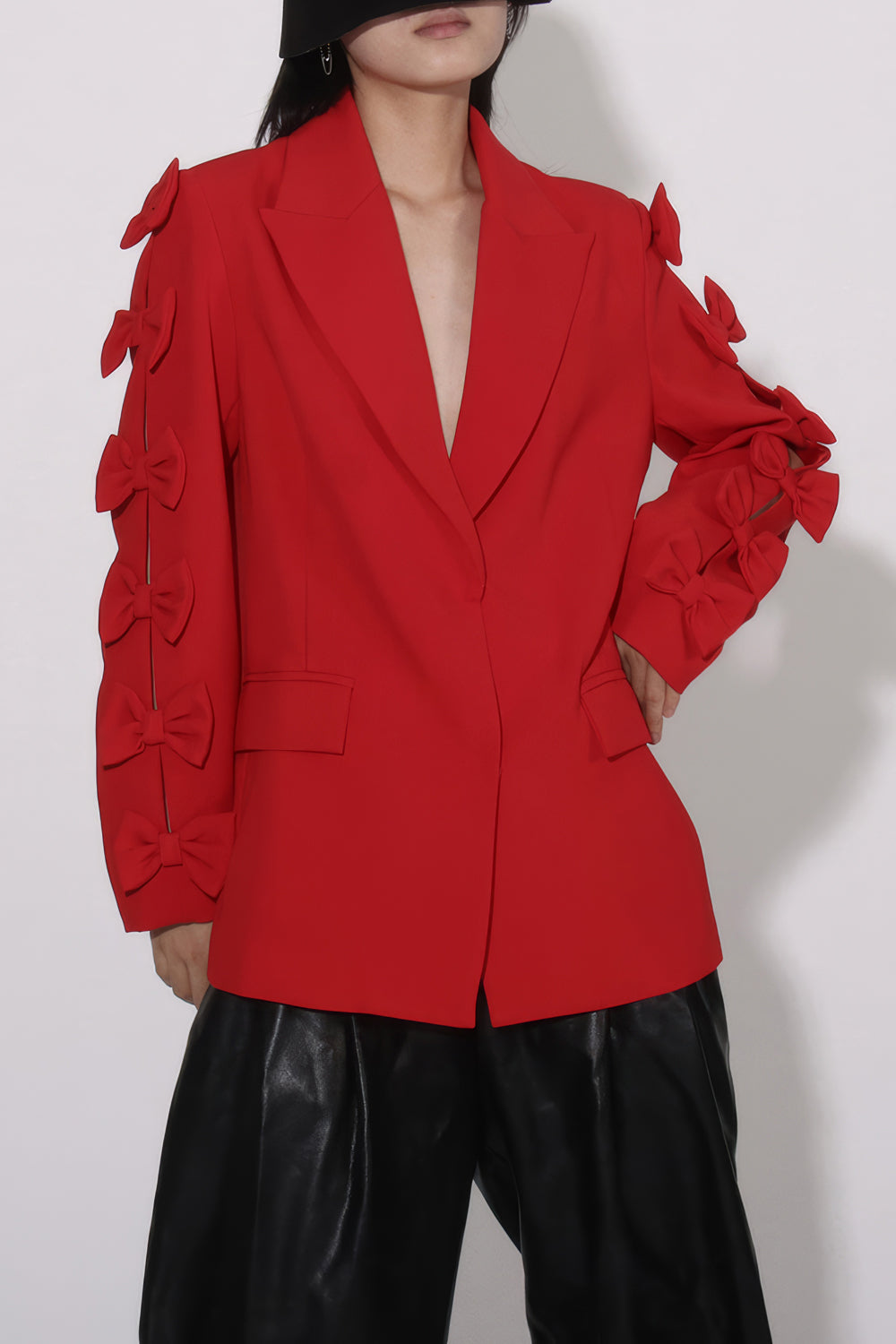 Bow-Detail Sleeve Blazer