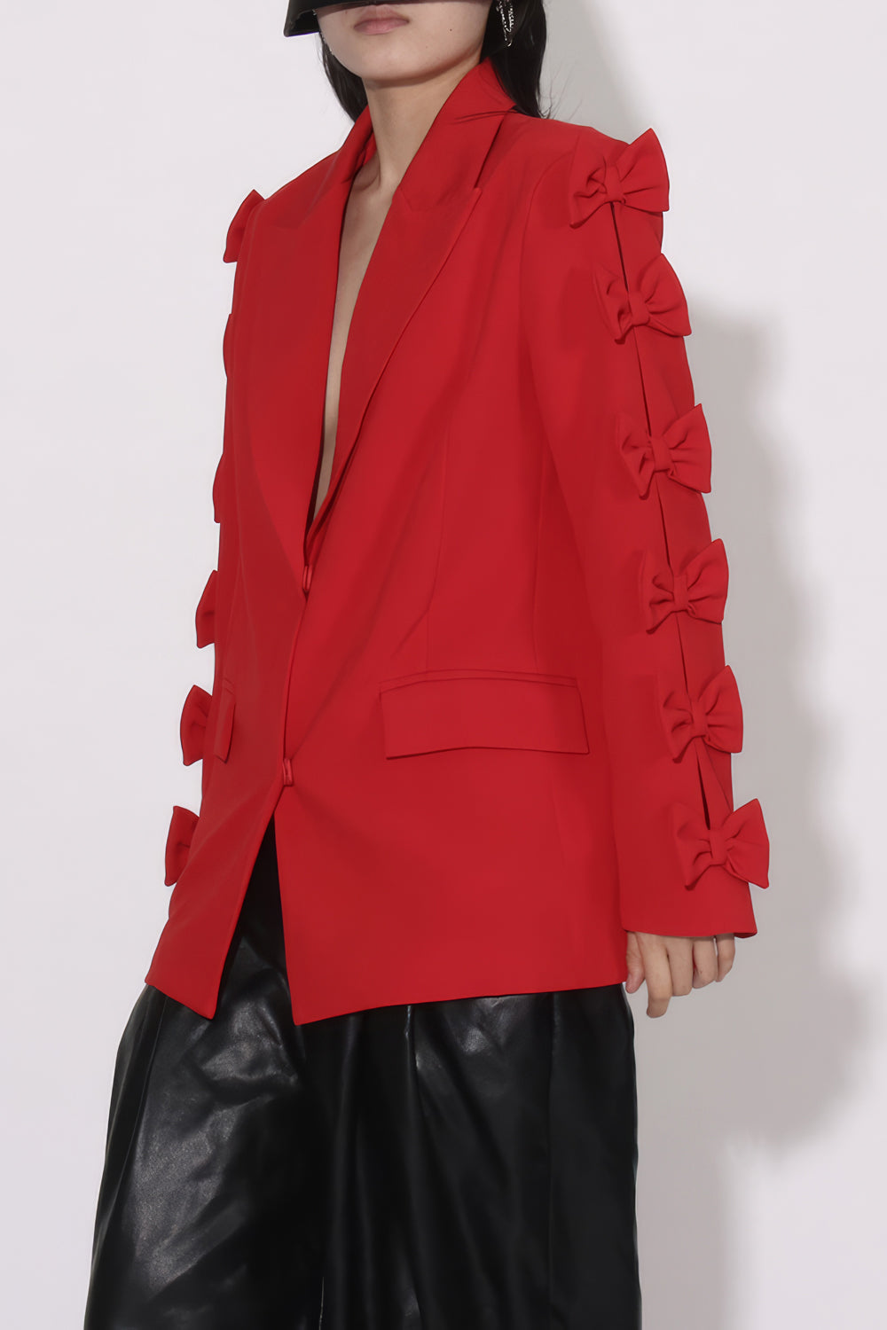 Bow-Detail Sleeve Blazer