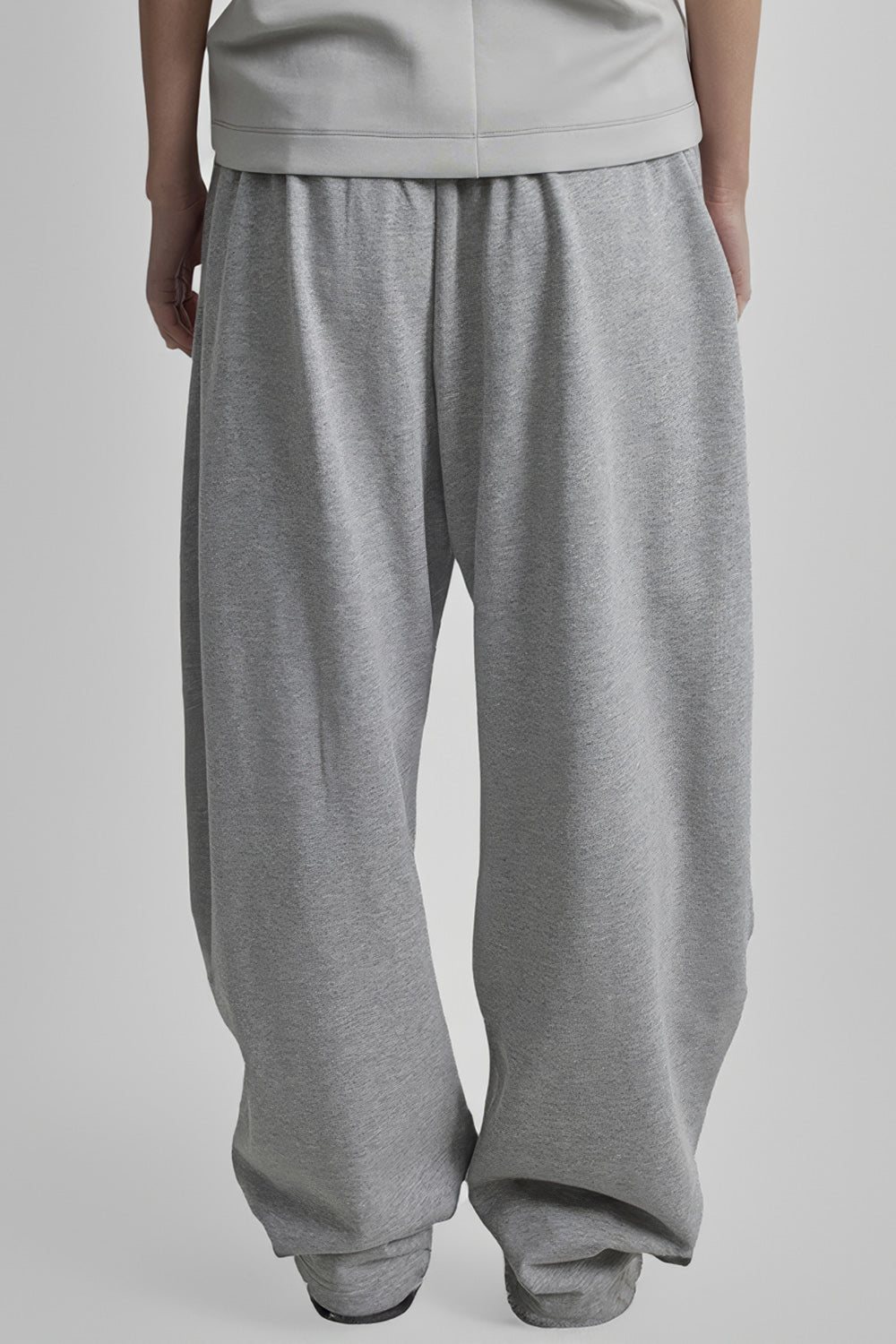 Wide-Leg Sweatpants with Belt Accent - Gray