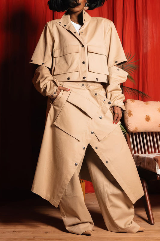 Reversible Long Coat with Large Pockets