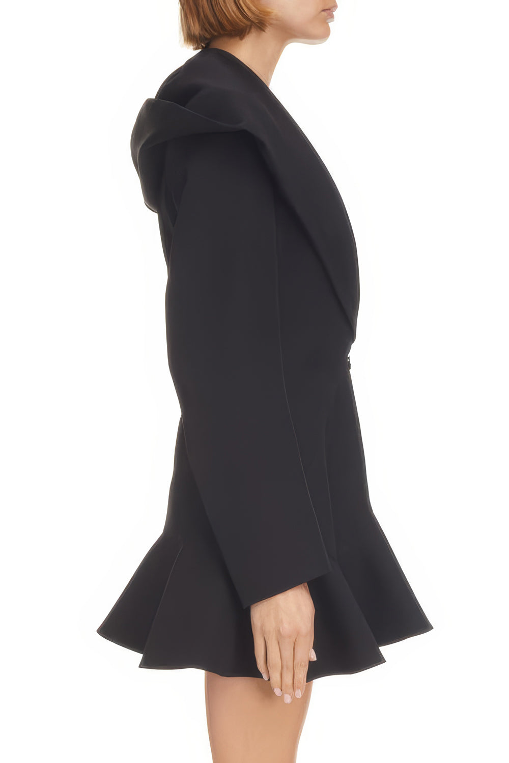 Hooded Asymmetrical Ruffled Mini Dress