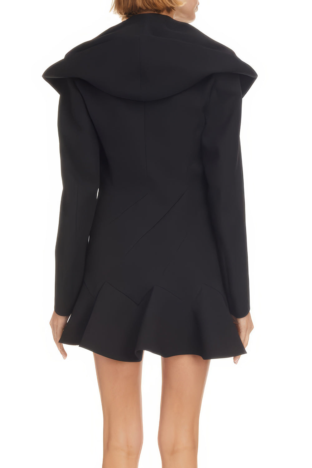 Hooded Asymmetrical Ruffled Mini Dress