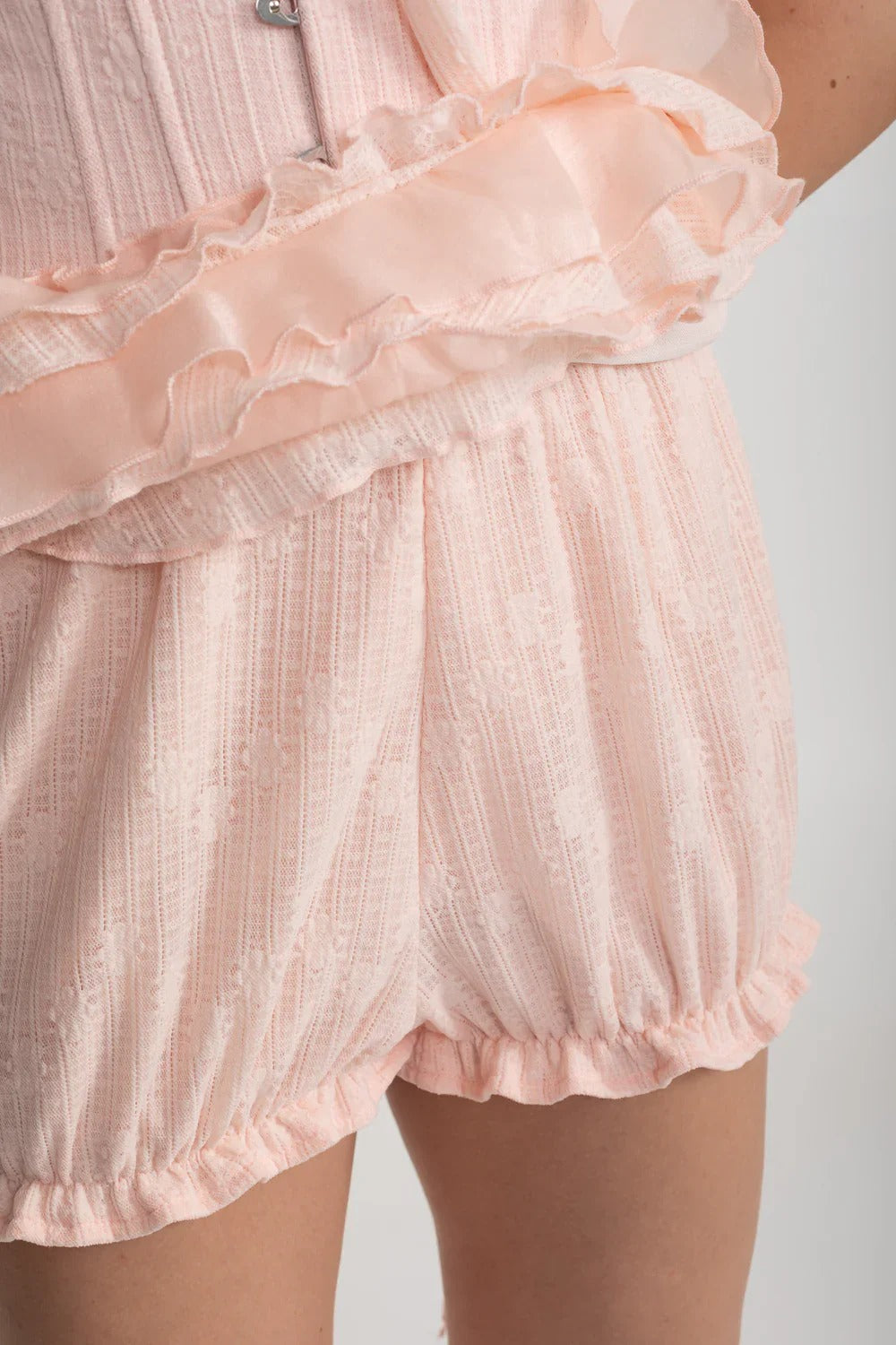 Ruffled High-Low Dress with Corset and Hidden Shorts - Pink