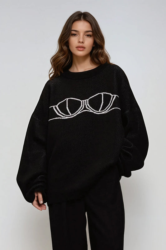 Oversized Knitted Sweater - Black